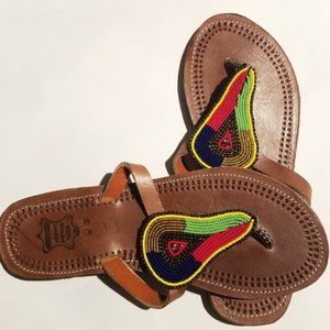 Brown Leather Handcrafted Slippers/Sandals-sz 8.5